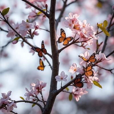 The primary subject of the image is a tree filled with pink flowers, which is the main focus of the scene. The setting is a natural environment, with the tree being the central point of the background. The visual style of the image is a photo, capturing the beauty of the tree and its flowers. The colors and mood of the image are predominantly pink, creating a warm and inviting atmosphere.